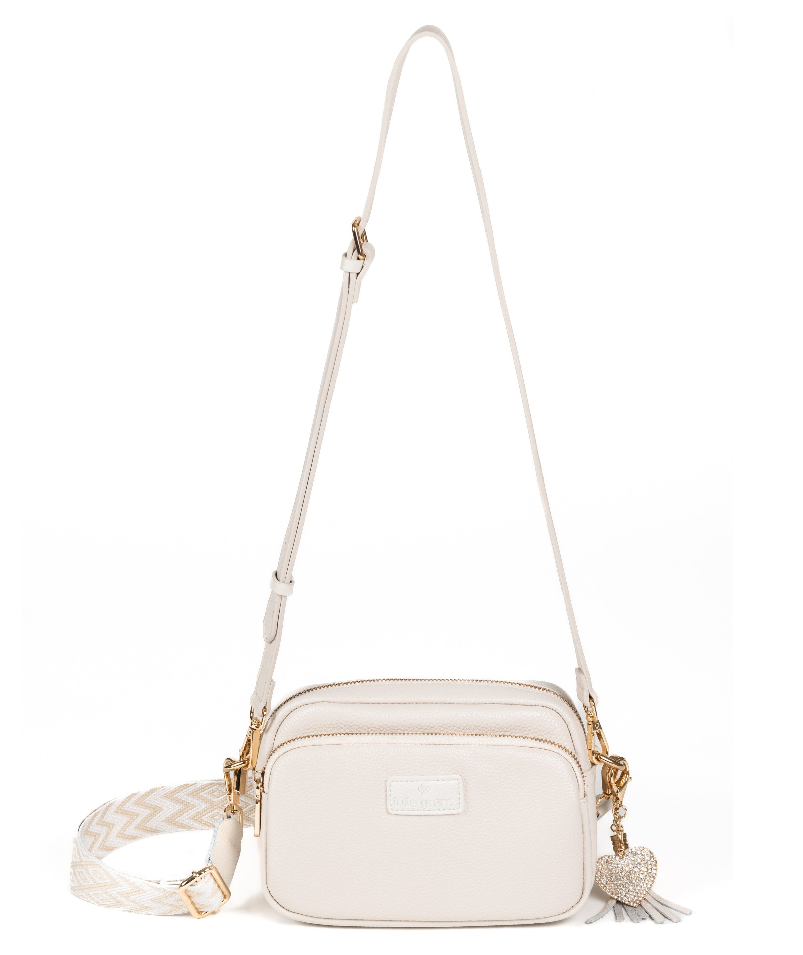 F ショルダーバッグ　グラフィ　ホワイト Julia Grant Genuine Leather Convertible Crossbody Bag - Seashell