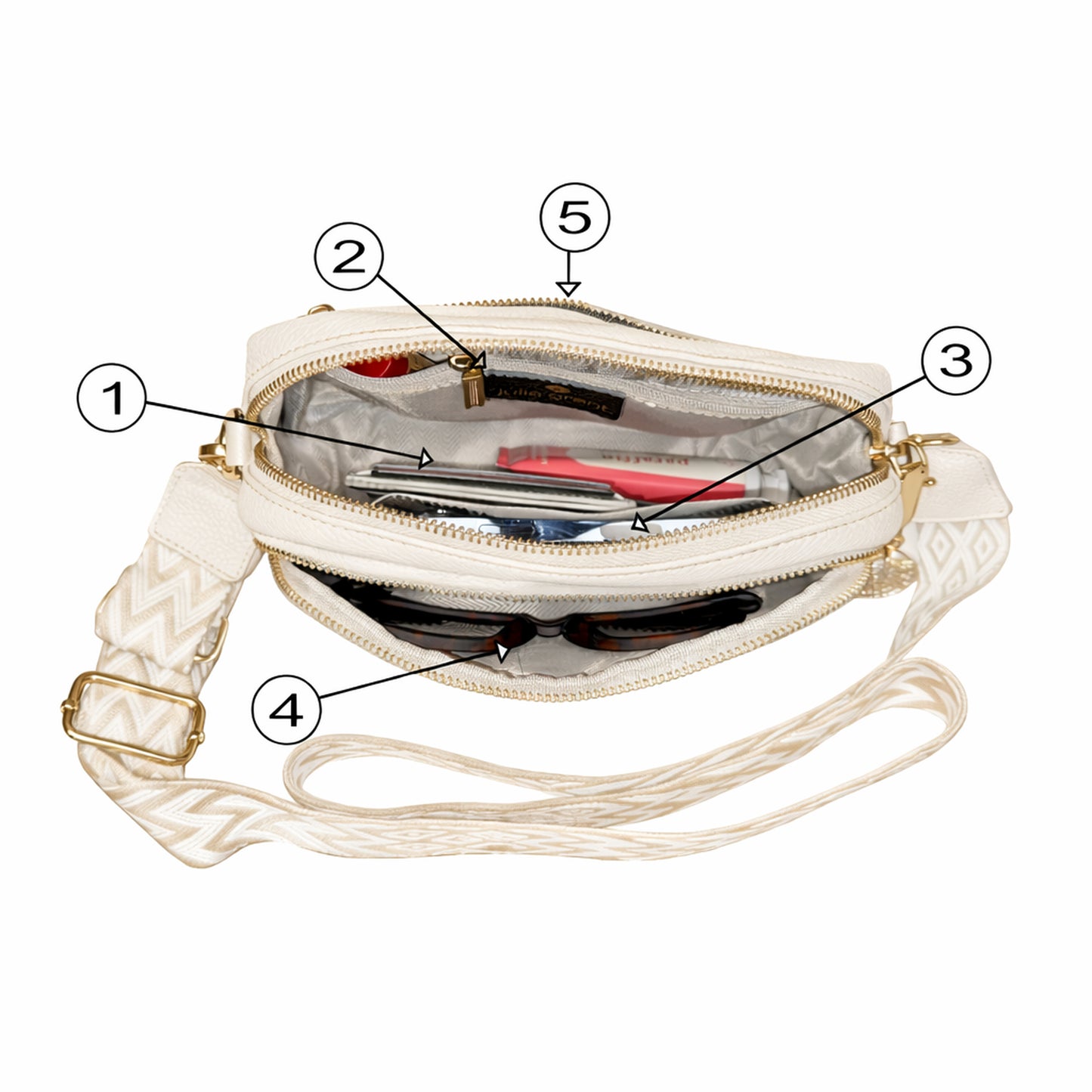 
                  
                    Julia Grant Genuine Leather Convertible Crossbody Bag - Seashell
                  
                