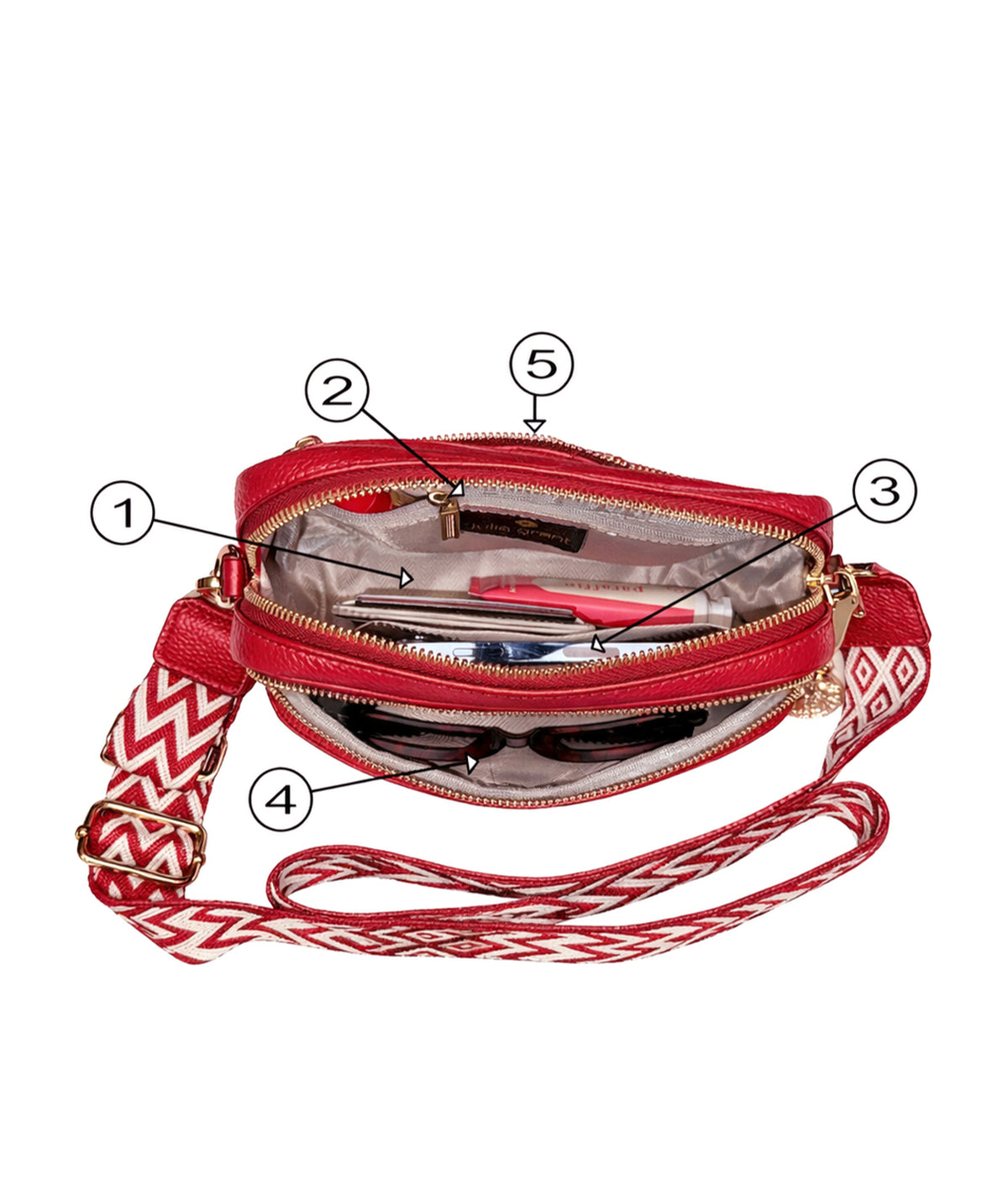 
                  
                    Julia Grant Genuine Leather Convertible Crossbody Bag - Ruby Red
                  
                